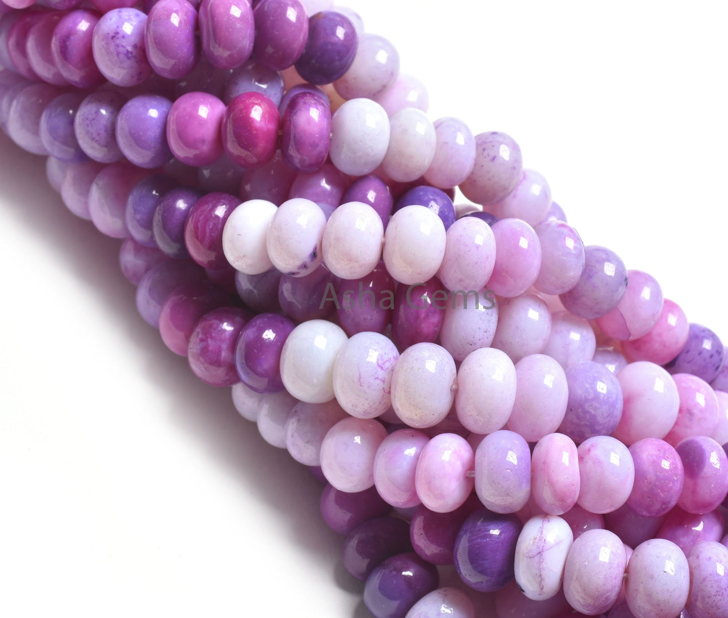 Beautiful Shaded Purple Opal Plain Handmade Rondelle Beads,16" Strand Lavender Opal smooth Gemstone Loose Opal Beads Necklace Jewelry SALE
