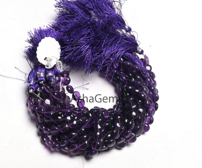 Fine Quality Purple Amethyst Smooth Puff Coin Gemstone Beads,8" Natural amethyst Beads, Amethyst Plain Handmade Coin Shape Bead Jewelry SALE