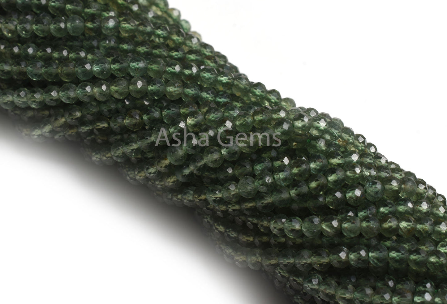 AAA Green Apatite Faceted Rondelle Beads,3.60 mm Natural Apatite Micro Cut Gemstone Beads,13" Strand Green Apatite Machine Cut Beads Jewelry