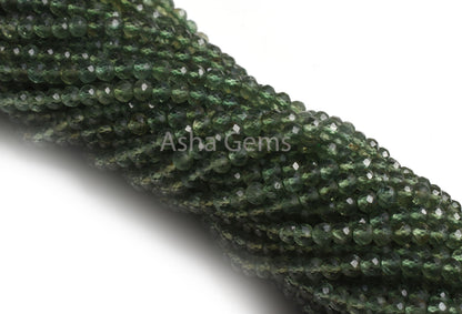 AAA Green Apatite Faceted Rondelle Beads,3.60 mm Natural Apatite Micro Cut Gemstone Beads,13" Strand Green Apatite Machine Cut Beads Jewelry