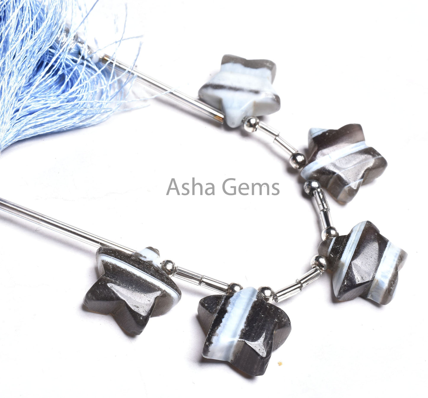15 mm Blue Boulder Opal Fancy Star Shape Carving Beads, Boulder Opal Smooth Handmade Carved Star Side Drill Gemstone Opal Bead Jewelry Craft