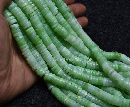 AAA Shaded parrot Green Opal Smooth heishi Tyre Gemstone beads,8 mm Opal Plain Wheel shape beads, Green Opal Smooth flat tyre beads Jewelry