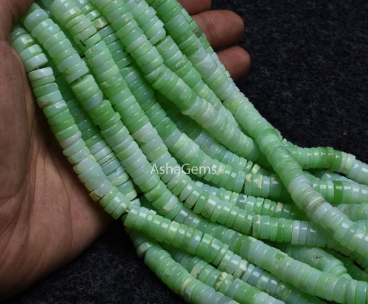 AAA Shaded parrot Green Opal Smooth heishi Tyre Gemstone beads,8 mm Opal Plain Wheel shape beads, Green Opal Smooth flat tyre beads Jewelry