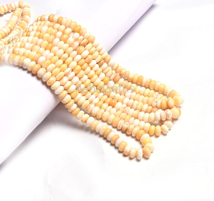 Yellow Opal Smooth Rondelle Shape Beads,8,16" Strand Yellow Shaded Opal Plain Gemstone Handmade Beads For Jewelry, AAA Yellow Opal Bead Sale