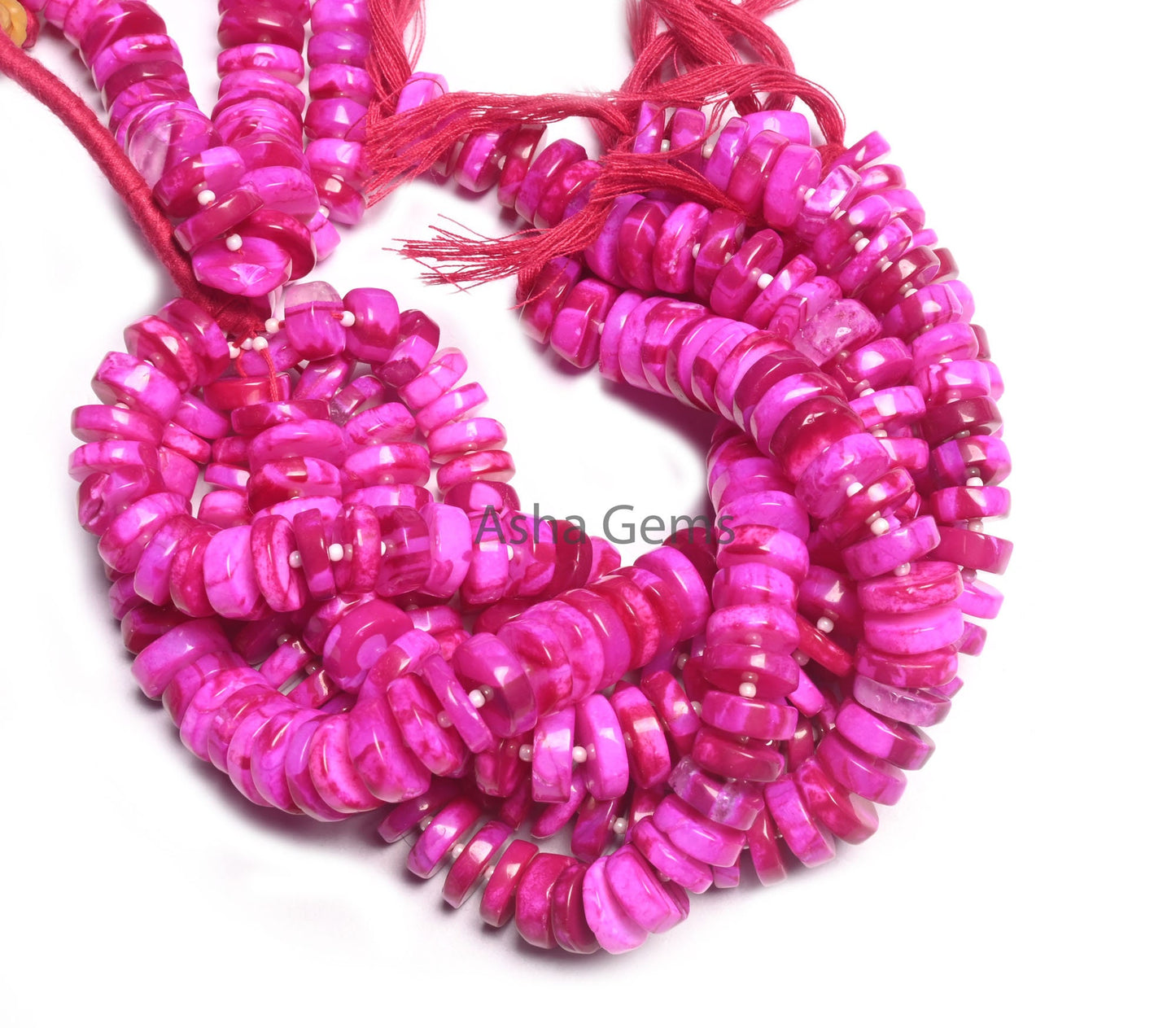 Beautiful Queen Pink Opal Smooth Tyre Beads,8" Strand Hot Pink Opal Plain Handmade Flat Tyre Gemstone Bead, Opal Beads Necklace Jewelry SALE