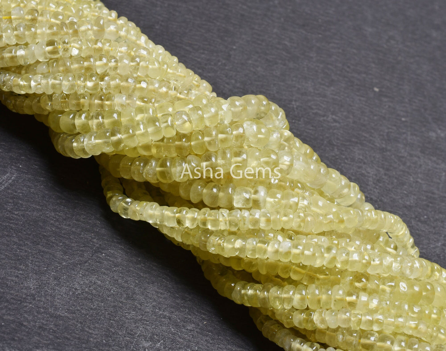 18" Strand Natural Lemon Quartz Smooth Gemstone beads, Lemon Yellow Quartz Plain Handmade Rondelle Beads, Lemon Beads Jewelry Making Crafts