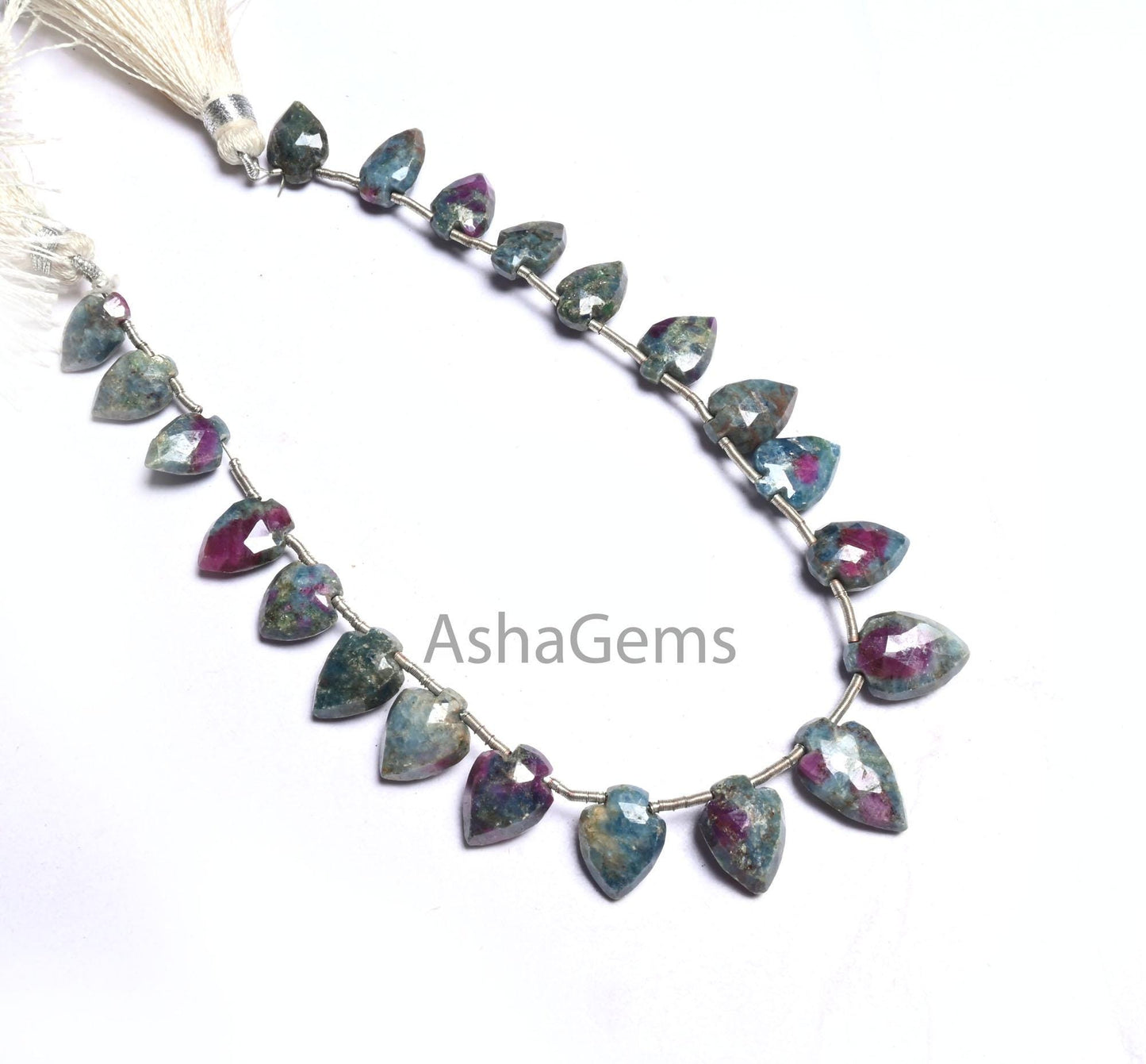Beautiful Ruby Kyanite Fancy Shape Gemstone Beads,8" Natural Ruby Kyanite Side Drill Briolette Faceted Beads, Fine Ruby Kyanite Bead Jewelry
