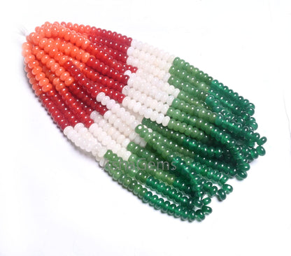 Beautiful Multi Color Quartz Smooth Rondelle Beads,8mm mix Color Green Orange, White (AG 12316) Shaded Quartz Disco Gemstone Bead Jewelry Necklace SALE