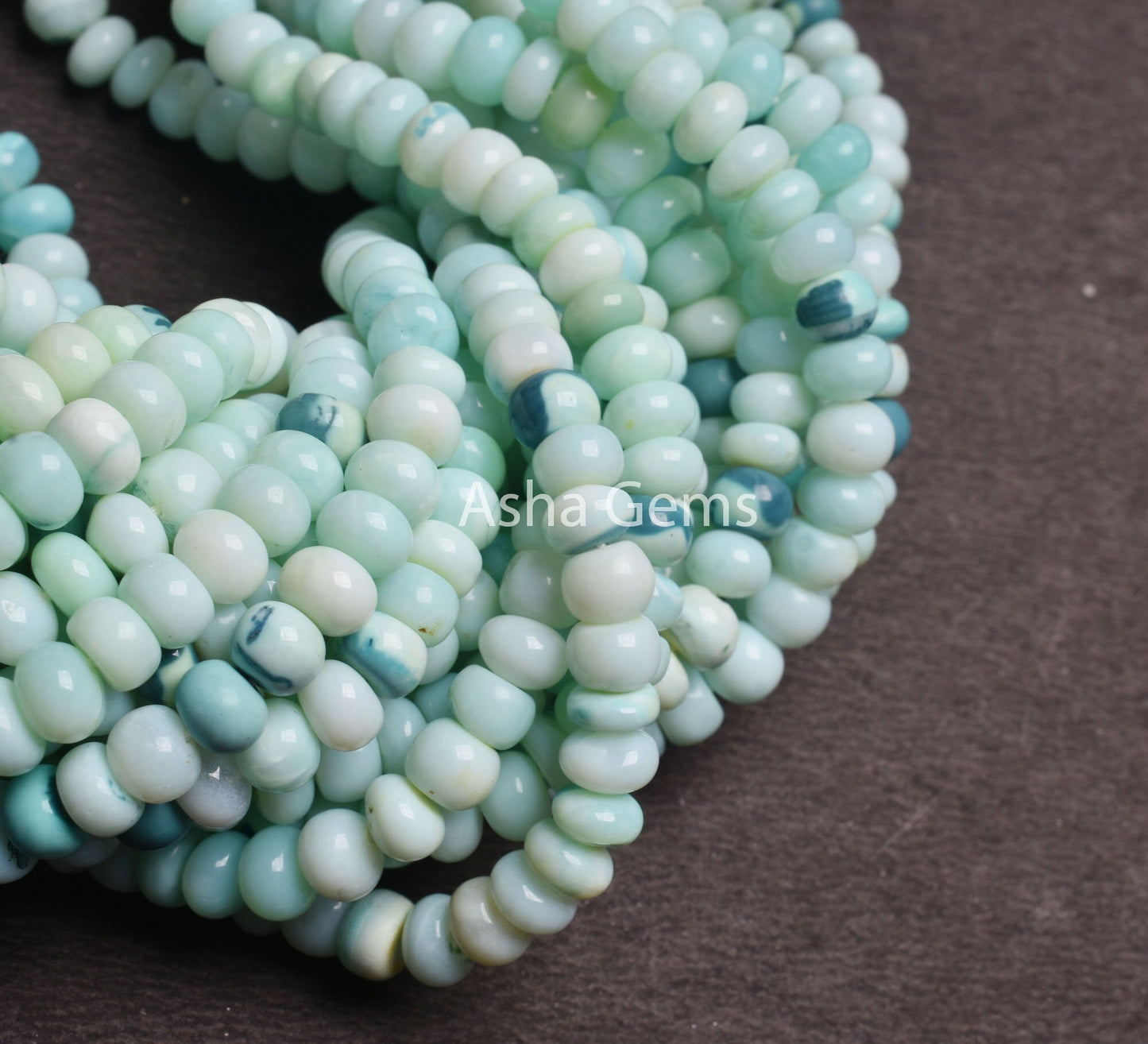 16"Strand Shaded Blue Green Peru Opal Rondelle Shape Smooth Beads, 6.5-7mm Opal Plain Handmade Gemstone Beads jewelry Making Craft SALE Opal