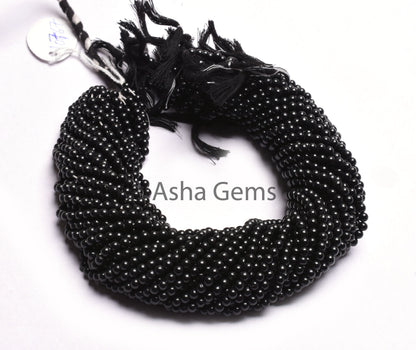 AAA Black Spinal Smooth Round Ball Beads,13" Strand Natural spinel Plain Round Shape Gemstone Beads, Black Spinel Beads Jewelry Makings SALE