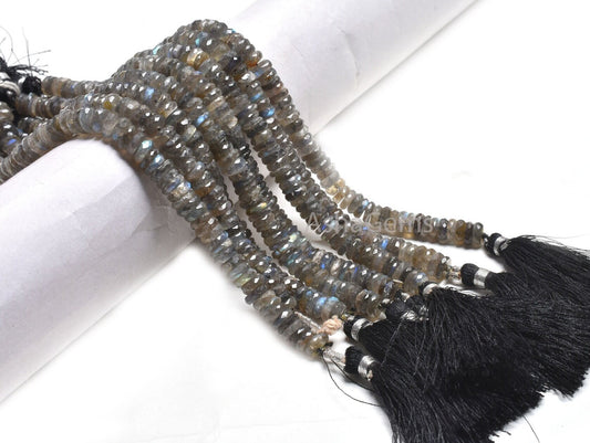 Natural Flash Labradorite Faceted  Heishi Tyre Gemstone Beads, Blue Fire Labradorite Flat Wheel Shape Beads, Labradorite Bead Jewelry Crafts
