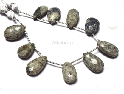 7 Inch strand Shaded Grey jasper faceted Pears Shape Beads, Gray Jasper Pear Briolette Beads Jasper teardrop Gemstone Beads For Jewelry SALE