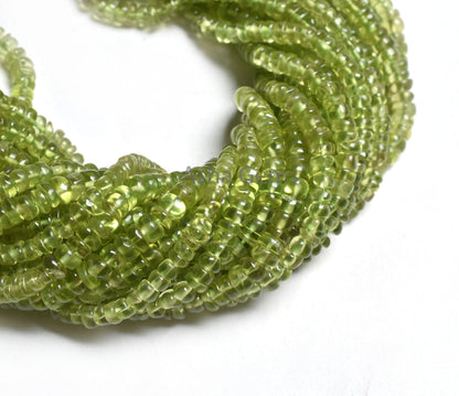 16" Strand Green Peridot Smooth Rondelle Beads, Natural Peridot Beads, Peridot Plain Handmade Gemstone Beads Jewelry making Handicraft SALE