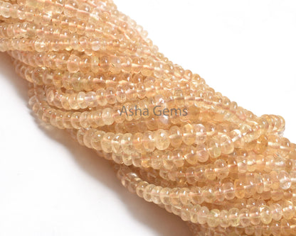 Natural Citrine Quartz Smooth Rondelle Beads, Yellow Citrine Plain Handmade Gemstone Loose Beads,12" Citrine Beads Jewelry Making Craft SALE