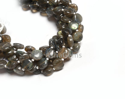 10 mm Fine Labradorite Smooth Coin Shape Handmade Beads,8" Natural Multi Flash Labradorite Straight Drill Coin Gemstone Loose Beads Jewelry