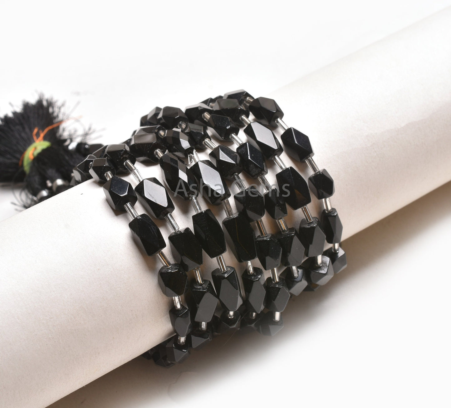 Beautiful Black Onyx Rectangle Shape Indian Hand Cut Beads,7" Onyx Long Fancy Chicklet Faceted Straight Drill Bead Black Onyx Jewelry Crafts