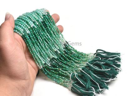 3.2 mm Shaded Green Onyx Micro Cut Faceted Roundell Shape Beads, Green Onyx Machine Cut Gemstone Beads, Onyx Beads Jewelry making Craft SALE