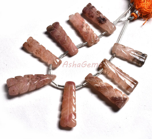Beautiful red Strawberry Fancy Carving Beads,5.5" Strand Strawberry long Stick Fancy Carved Gemstone Beads For Jewelry Making Craft SALE