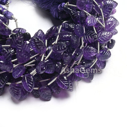 Fine Quality Purple Amethyst Fancy Leaf Shape Carving Beads, Natural Amethyst Carve Pear Briolette Gemstone Handmade Bead Jewelry Craft SALE