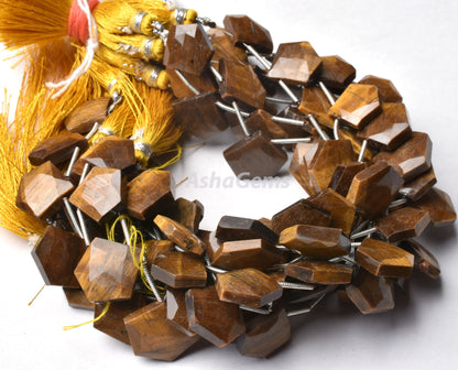 Beautiful Tiger Eye Fancy 5 Corner Heart Shape faceted Beads,8" Strand Tiger Eye fancy Briolette Side Drill Gemstone Bead Jewelry Craft SALE