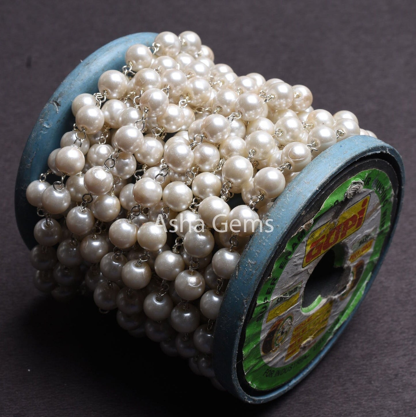 8mm Beautiful White Pearl Hydro Rondelle Beads Rosary Chain Gold Silver Copper Plated Wire Wrap Chains Jewelry Making Necklace Chain By Feet