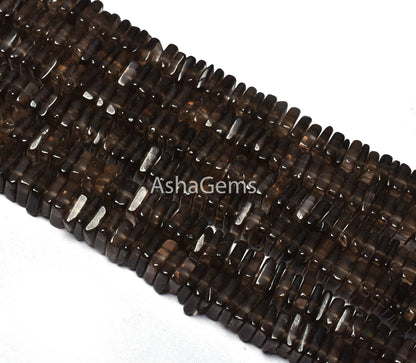 Beautiful Smoky Quartz Heishi Square Shape Gemstone Beads, Natural Smoky Flat Smooth Beads Smoky Loose Beads Handmade Jewelry Making Crafts