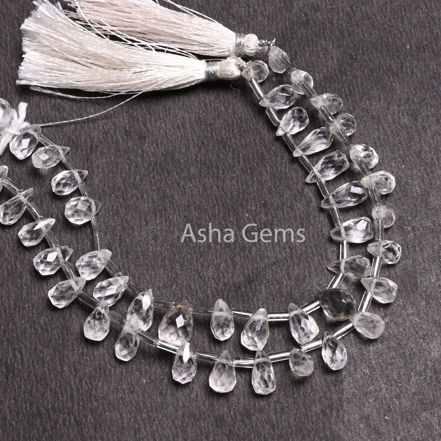 Crystal Quartz Indian Hand Cut Faceted Drop Shape Side Drill Beads, Natural White Crystal Teardrop Handmade Bead, Crystal Beads Jewelry SALE
