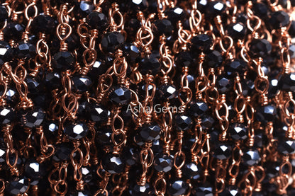 AAA Black Spinal Hydro Silver Coated Beads Rosary Chain By Feet Copper Plated 3mm Spinel Hydro Faceted Rondelle Chain For Jewelry Craft SALE