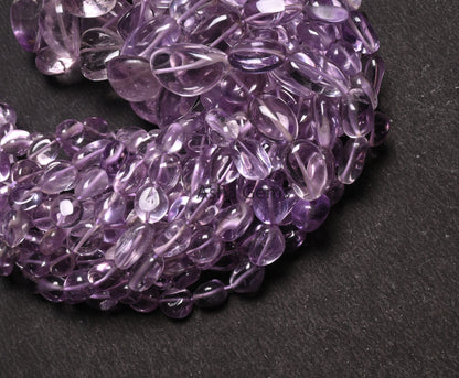 AAA Quality Pink Amethyst Smooth Nugget Gemstone Loose Bead, Natural Amethyst Tumble Handmade Straight Drill Amethyst Bead Necklace Jewelry