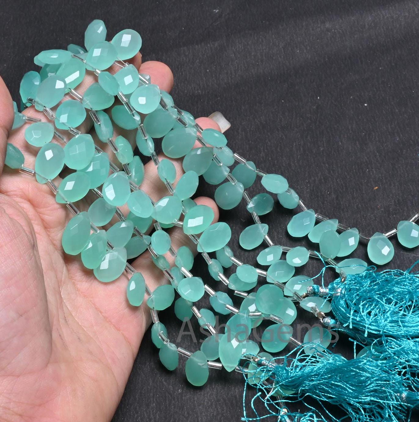 Beautiful Sea Green Chalcedony Color Hydro faceted Pears Beads, AAA Quality Green Hydro Teardrop Checker Cut Briolette Beads Jewelry Makings