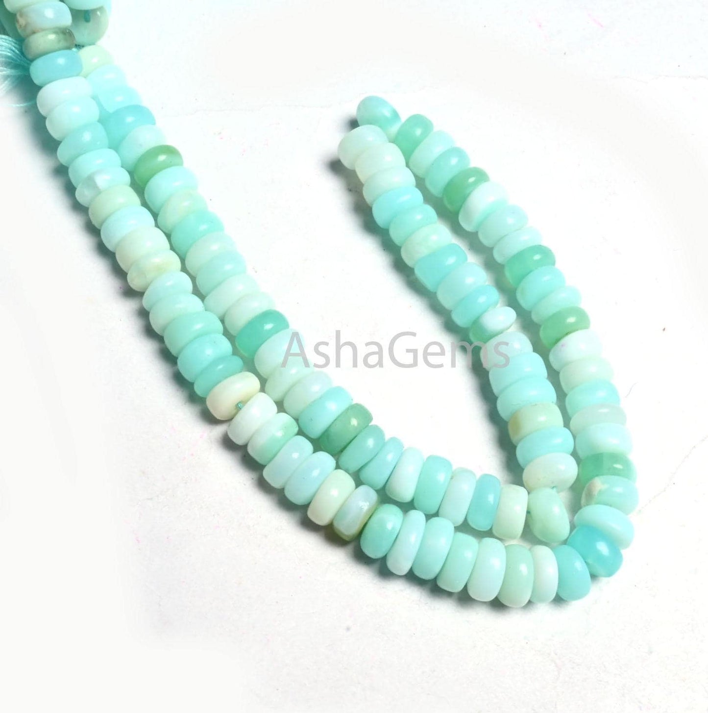 Beautiful Blue Peru Opal Flat Rondelle Shape Smooth Gemstone Beads,12" Shaded Peruvian Sky Blue Opal Handmade Uneven Bead Jewelry Craft SALE (AG 12282)