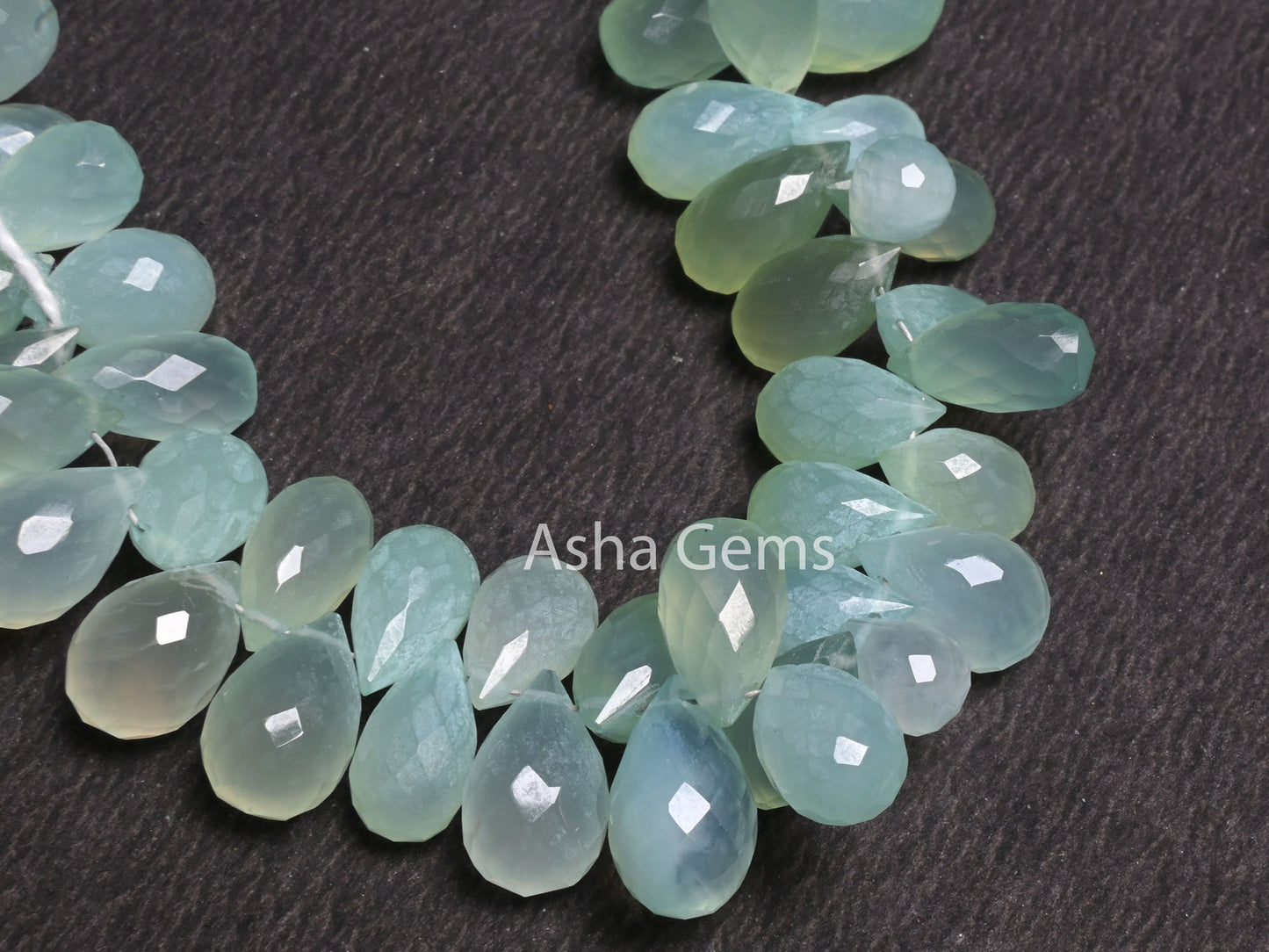 AAA Quality Sea Green Chalcedony Silver Coated Drops Gemstone Beads, Both Side Loop Chalcedony Faceted Teardrop Briolette Jewelry Craft SALE