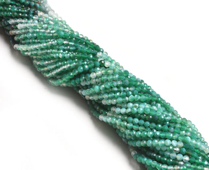 3.2 mm Shaded Green Onyx Micro Cut Faceted Roundell Shape Beads, Green Onyx Machine Cut Gemstone Beads, Onyx Beads Jewelry making Craft SALE