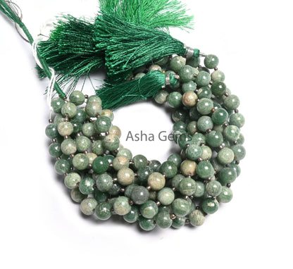 Beautiful Green Margaj Smooth Round Ball Gemstone Beads,8" Green Aventurine Bead, margaj Plain Round Shape Beads Jewelry Making Handicraft