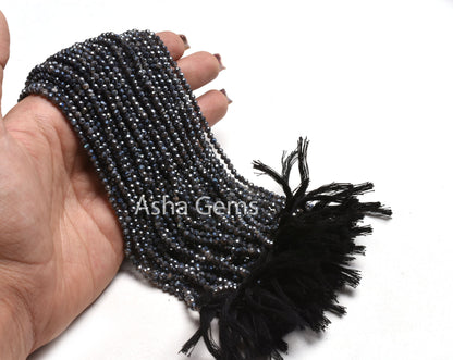 3 mm labradorite Faceted Rondelle Beads,12.5"Strand labradorite Silver Coated Machine Cut Gemstone Beads, AAA Labradorite Beads Jewelry SALE