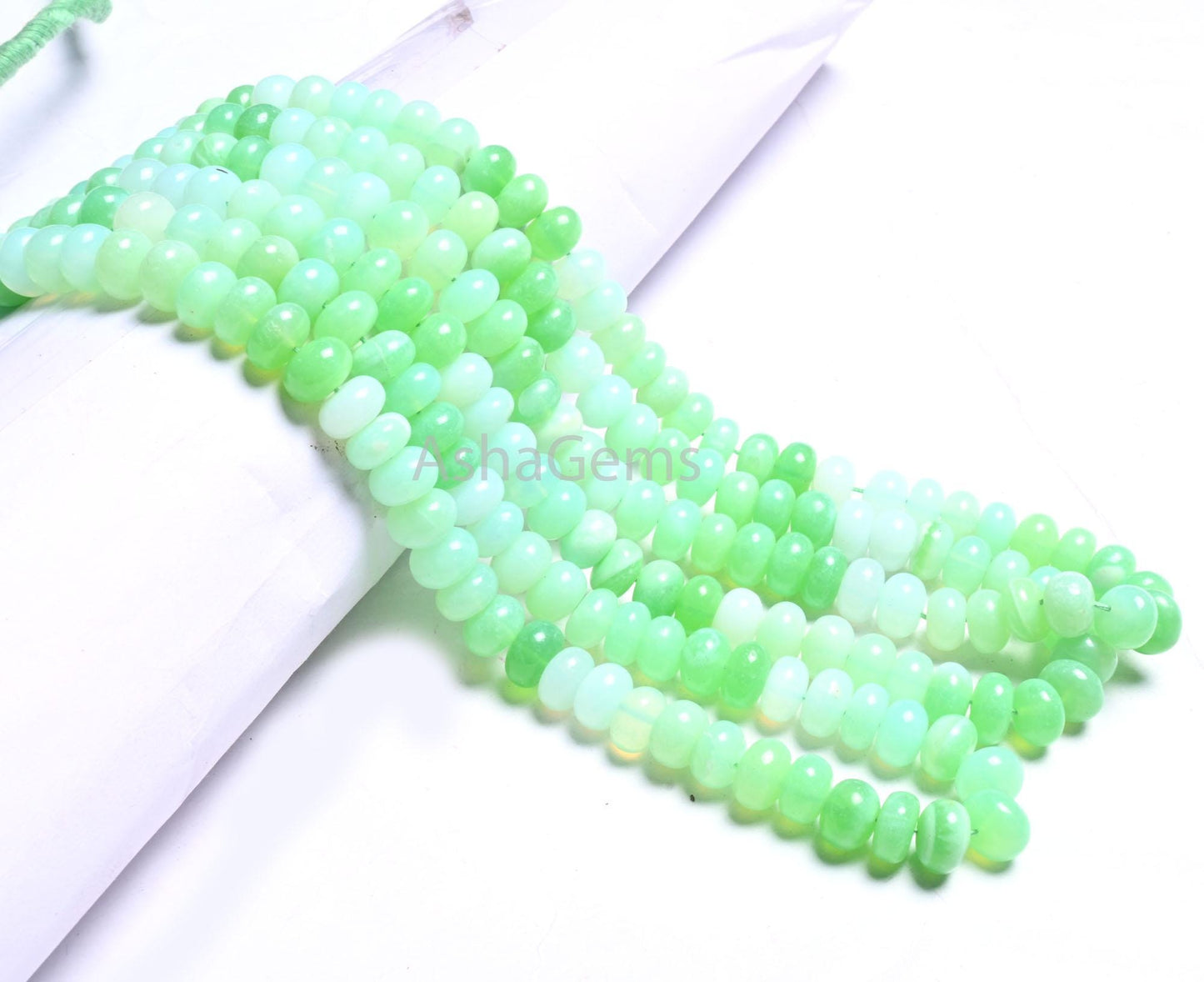Beautiful Shaded Green Parrot Opal Smooth Rondelle Gemstone Beads, AAA Mint Green Opal Plain handmade Beads, Opal Beads Jewelry Making Craft