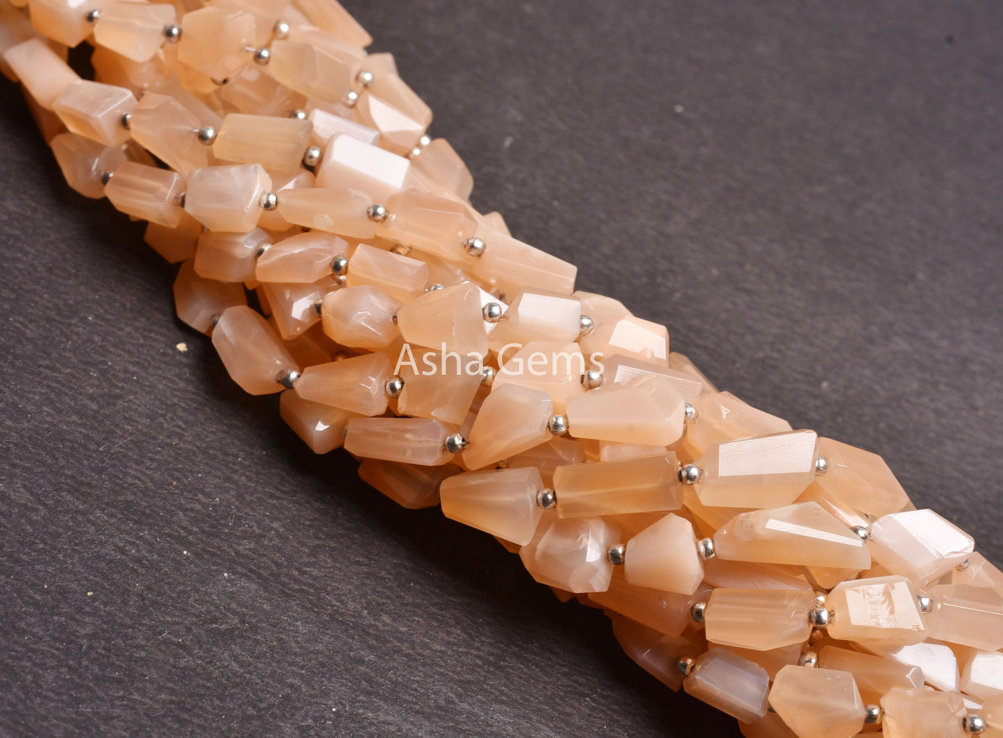 Light Peach Moonstone Faceted Nugget Gemstone Beads, AAA Natural Pink Moonstone Uneven Tumble Straight Drill Bead, Moonstone Bead Craft SALE