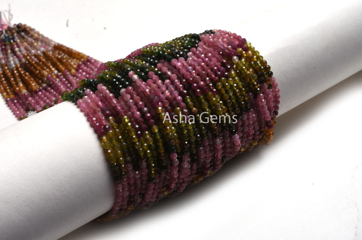 Fine Tourmaline Machine Cut Round Ball Beads,3.5 mm Multi Tourmaline Micro Cut Faceted Gemstone Beads, Real Tourmaline Bead Jewelry Necklace