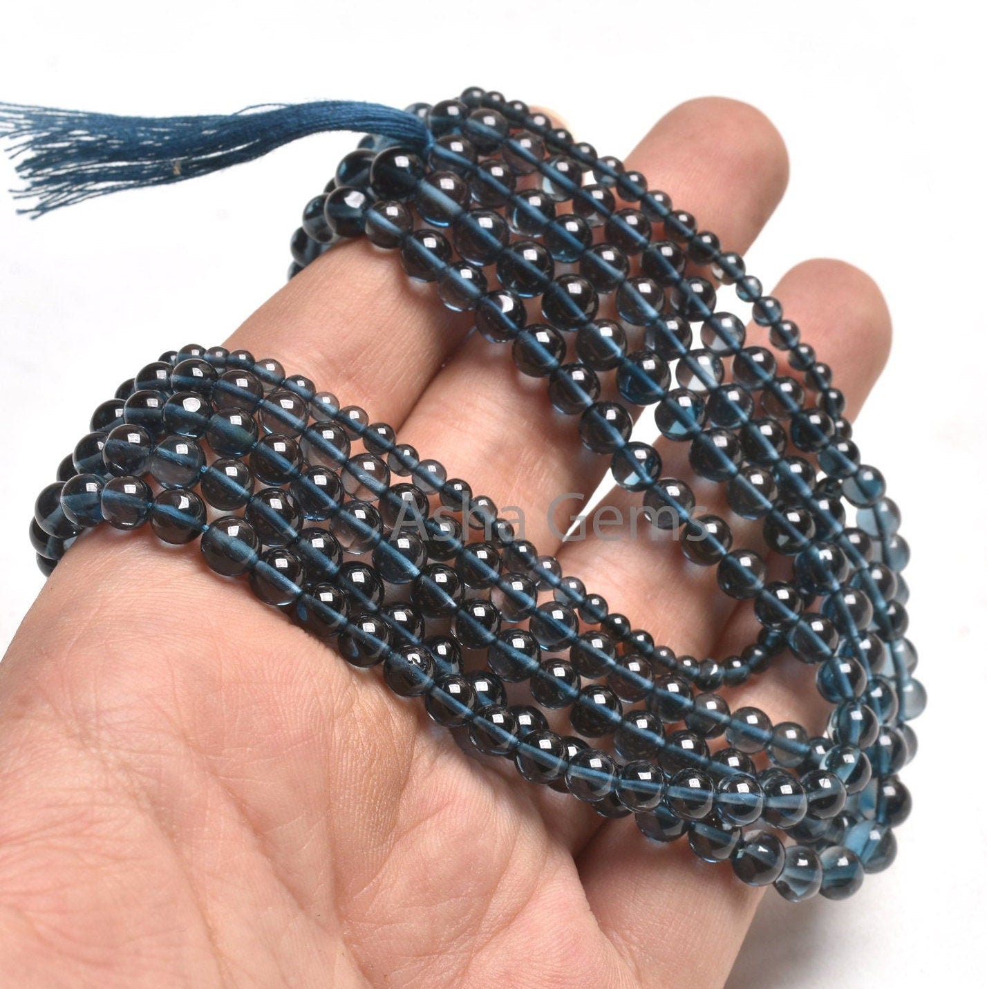 Genuine London Blue Topaz Smooth Round Shape Gemstone Beads,10"Strand Blue Topaz Bead, AAA London Blue Topaz Round Ball Beads Jewelry making