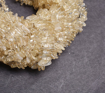 Yellow Citrine Quartz Uncut Chips Raw Gemstone Beads,9/18" Strand Natural Citrine Rough Smooth Nugget Slice Gemstone Beads Citrine Chip SALE