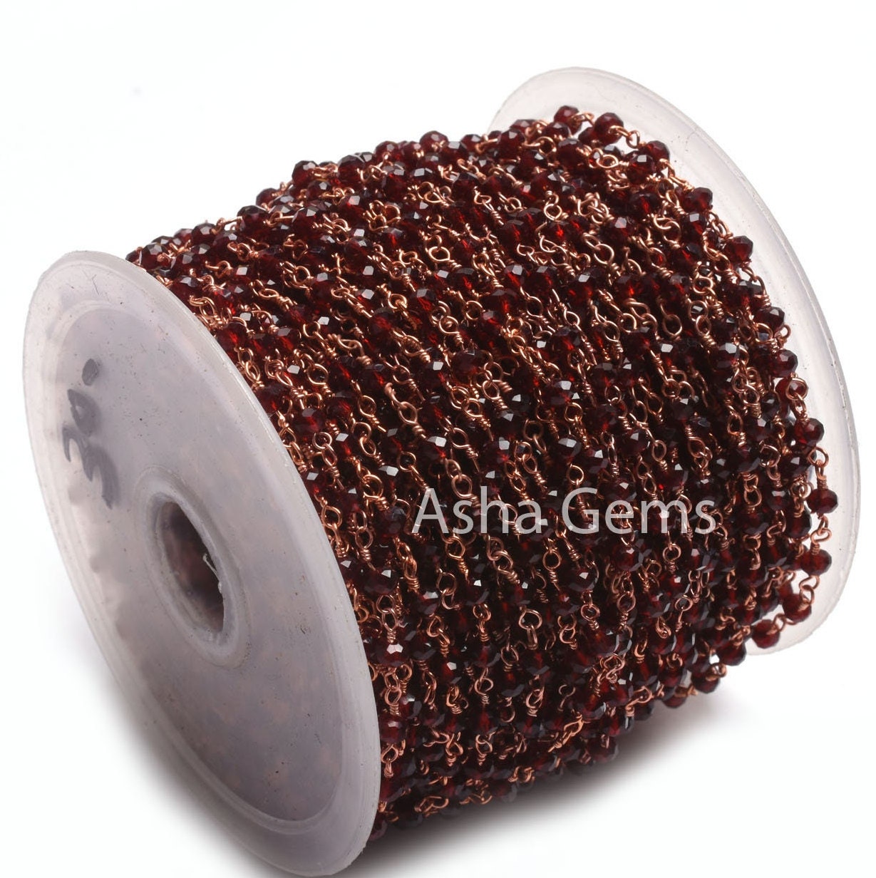 Beautiful Red Garnet Hydro Beads Faceted Rondelle Rosary Chain 1,10,50 Feet Rose Gold Plated Beaded Handmade Chain Jewelry Making Handicraft