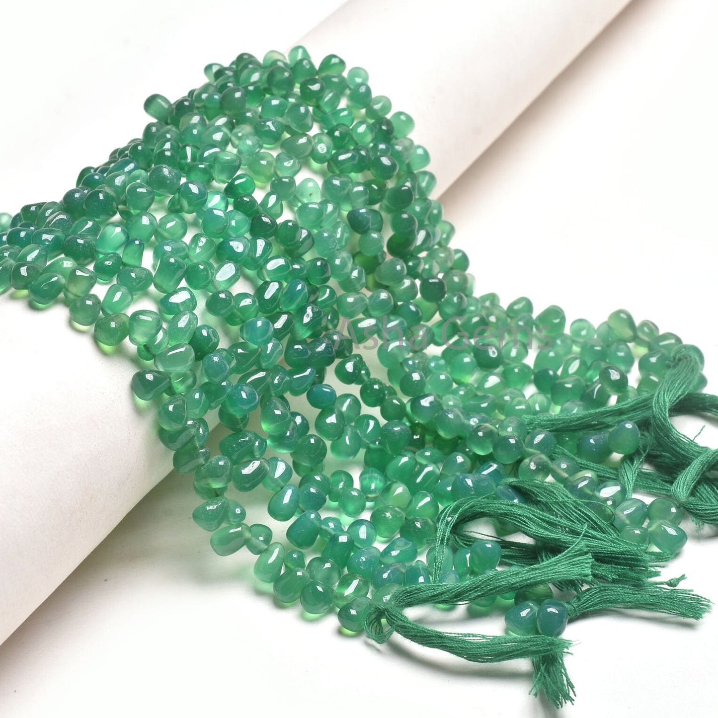 Fine Green Onyx Handmade Drop Uneven Gemstone Beads,13"Strand Onyx Smooth Teardrop Side Drill Bead Green Onyx Bead Jewelry Making Craft SALE