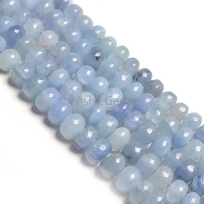 Shaded Light Blue Tanzanite Smooth Rondelle Beads, Tanzanite Beads, Tanzanite Plain Handmade Gemstone Beads TZ For Necklace Jewelry Makings