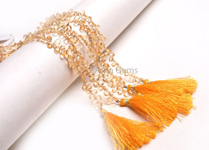 AAA Quality Citrine Quartz Faceted Pear Shape Beads,4-7mm Natural Yellow Citrine Tiny Teardrop Briolette Gemstone Beads,8" Citrine Bead SALE