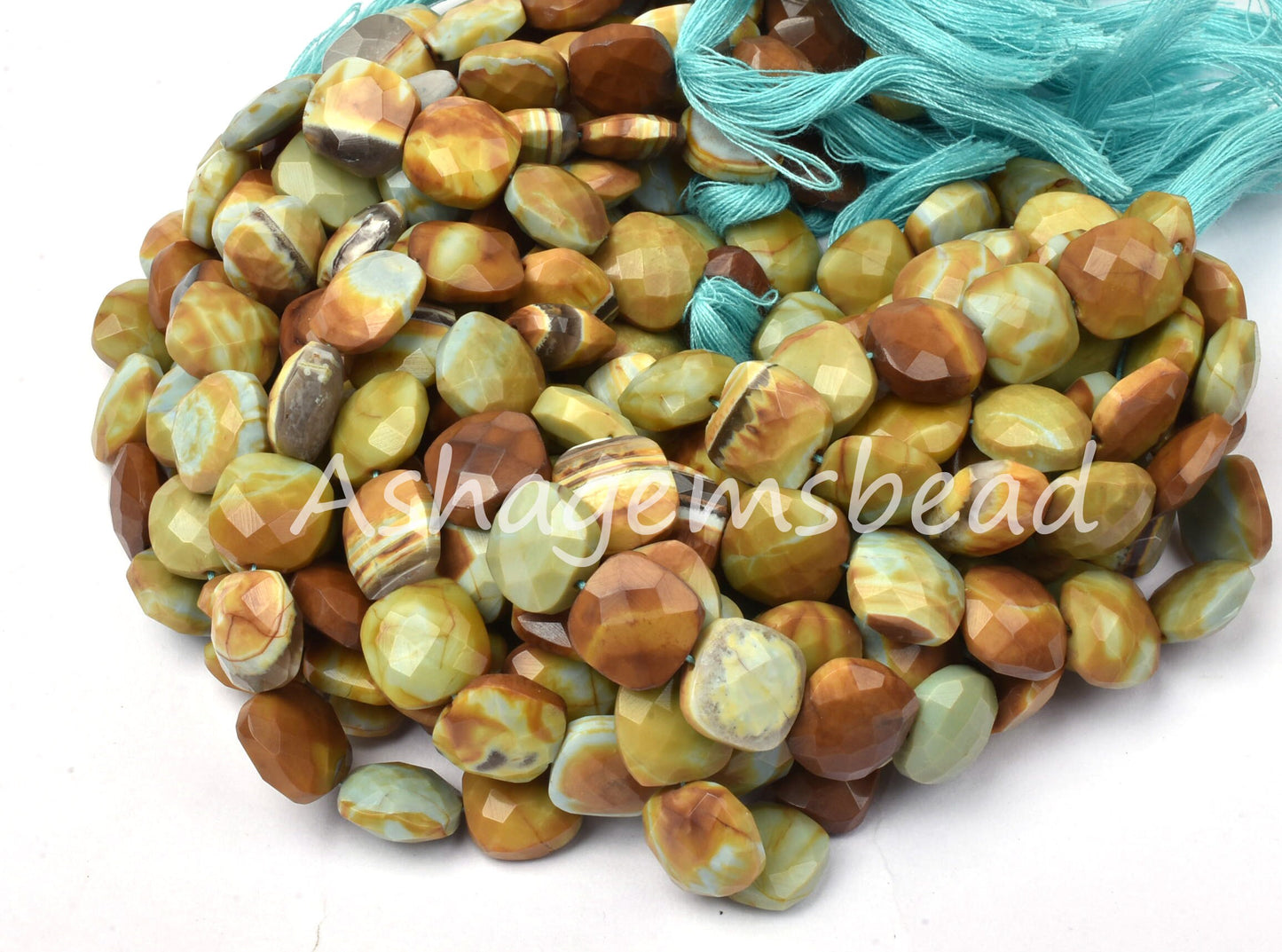 Beautiful Green Boulder Opal Faceted Cushion Shape Beads,11-14 mm,Boulder Opal Fancy Shape Cushion Beads,Opal Gemstone Beads For Jewelry,8"