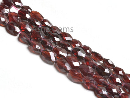 Red Garnet Faceted Oval Shape Gemstone Beads, Fine Quality Natural Garnet Indian Hand Cut Oval Briolette Straight Drill Garnet Beads Crafts