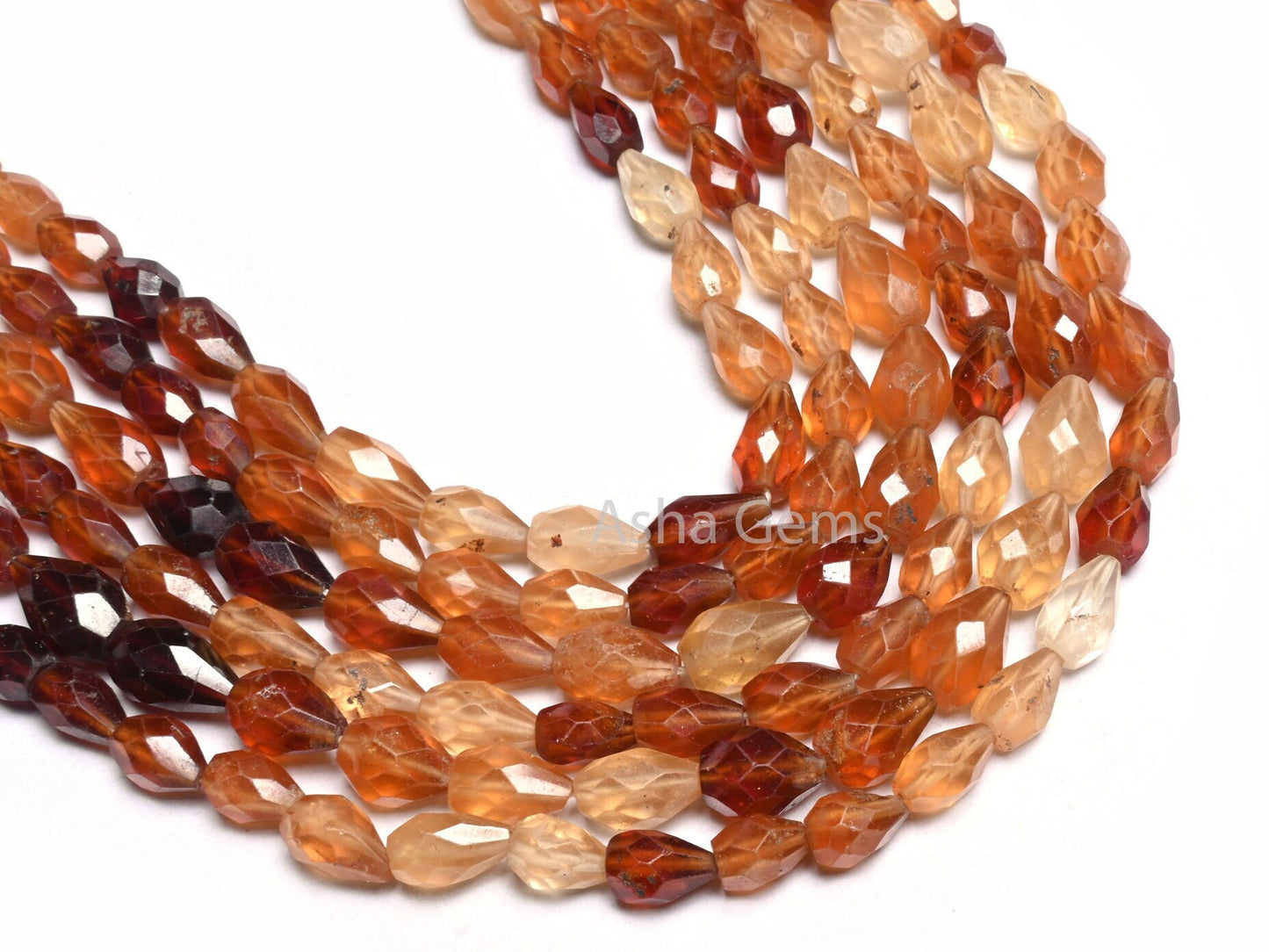 Beautiful Hessonite Garnet Faceted Drops Beads, Natural Hessonite Shaded Teardrop Straight Drill Gemstone garnet Beads Jewelry Makings Craft (AG 18491)