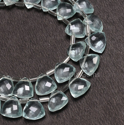 10mm AAA Quality Aqua Blue Hydro faceted Trillion Shape Beads,7.5" Aquamarine Color  Hydro fancy Triangle  Briolette Bead Jewelry Craft SALE