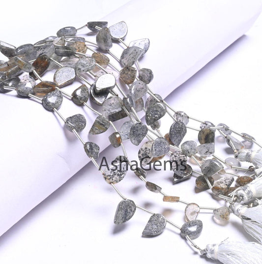 Beautiful Black sunstone Fancy Shape Gemstone Side Drill Beads,7" Fine Sunstone Keri Shape Handmade Beads, Black sunstone Bead Jewelry Craft