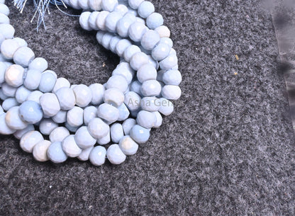 Fine Blue Oregon Opal Faceted Rondelle Gemstone Beads,8" Strand Light Blue Opal Indian Machine Cut Beads, Opal Beads Jewelry Handicraft SALE